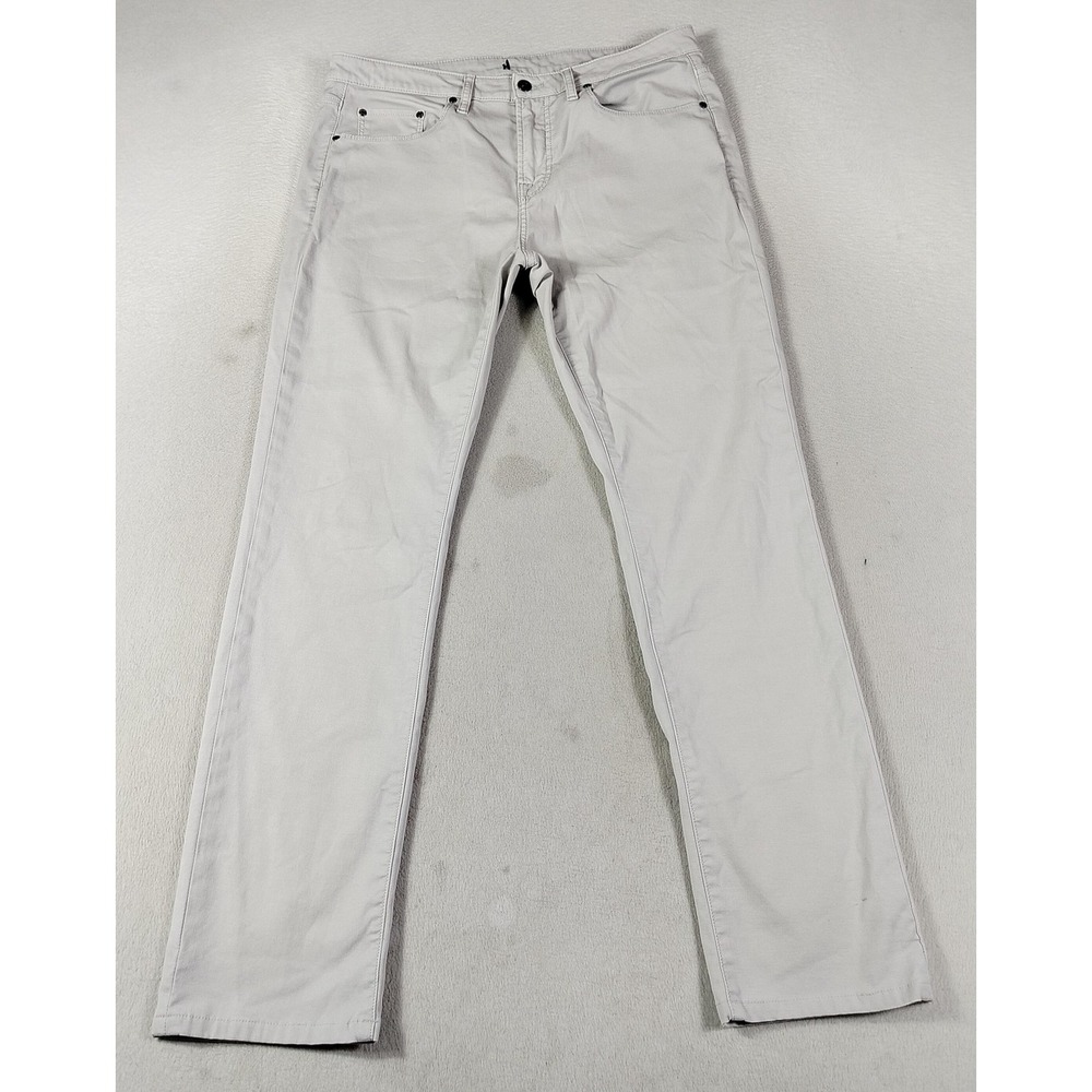 Johnnie-O Atlas Jeans Mens 33 Light Gray Regular Straight Stretch Breathable